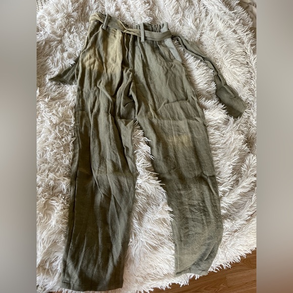 Rare!!! Pono Ena Linen paper bag style pants size small - Picture 2 of 6